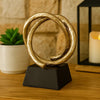 10 Inch Modern Table Sculpture, Bright Gold Aluminum, Intertwined Ring Loop By Casagear Home