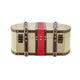 Ika 16 Inch Semi Round Hatbox, Faux Leather Handle, Cream Canvas Upholstery By Casagear Home