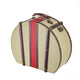 Ika 16 Inch Semi Round Hatbox, Faux Leather Handle, Cream Canvas Upholstery By Casagear Home