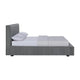 Jivi King Size Platform Bed Low Profile Padded Gray Fabric Upholstered