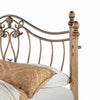 Kish King Metal Bed Swirling Floral Motifs Acorn Finials Antique Gold By Casagear Home BM302748