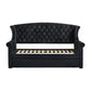 Fila Twin Daybed with Trundle Tufted Rolled Arms Black Velvet Upholstery By Casagear Home BM302752