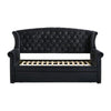 Fila Twin Daybed with Trundle Tufted Rolled Arms Black Velvet Upholstery By Casagear Home BM302752