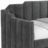 Twin Size Daybed with Trundle Channel Tufted Charcoal Velvet Upholstered BM302753