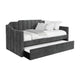 Twin Size Daybed with Trundle, Channel Tufted, Charcoal Velvet Upholstered