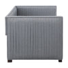 Twin Size Daybed with Trundle Modern Pleated Soft Gray Fabric Upholstered BM302754