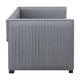 Twin Size Daybed with Trundle Modern Pleated Soft Gray Fabric Upholstered BM302754