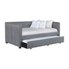 Twin Size Daybed with Trundle, Modern Pleated Soft Gray Fabric Upholstered