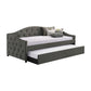 Mosh Twin Size Daybed with Trundle, Camelback, Gray Fabric Upholstered By Casagear Home