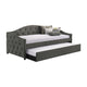 Mosh Twin Size Daybed with Trundle, Camelback, Gray Fabric Upholstered By Casagear Home