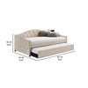 Mosh Twin Size Daybed with Trundle Camelback Taupe Fabric Upholstered By Casagear Home BM302756