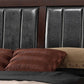 Vida Full Size Panel Bed Black Leather Upholstery Tapered Legs Brown By Casagear Home BM302761