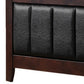 Vida Full Size Panel Bed Black Leather Upholstery Tapered Legs Brown By Casagear Home BM302761