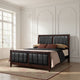Vida Full Size Panel Bed, Black Leather Upholstery, Tapered Legs, Brown By Casagear Home