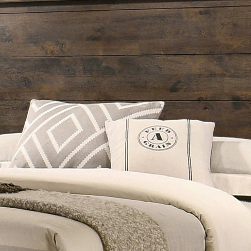 Frio Queen Size Storage Bed 2 Drawers Low Platform Design Rustic Brown