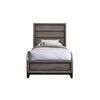 Mela Twin Size Panel Bed Groove Design Tapered Legs Gray and Black BM302777