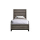 Mela Twin Size Panel Bed Groove Design Tapered Legs Gray and Black BM302777