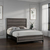 Mela California King Size Panel Bed, Grooved Design, Gray and Black