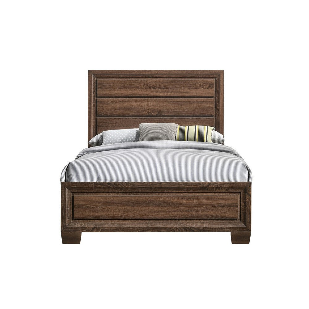 Amor Full Size Bed Modern Carved Panel Design Tapered Legs Brown By Casagear Home BM302781