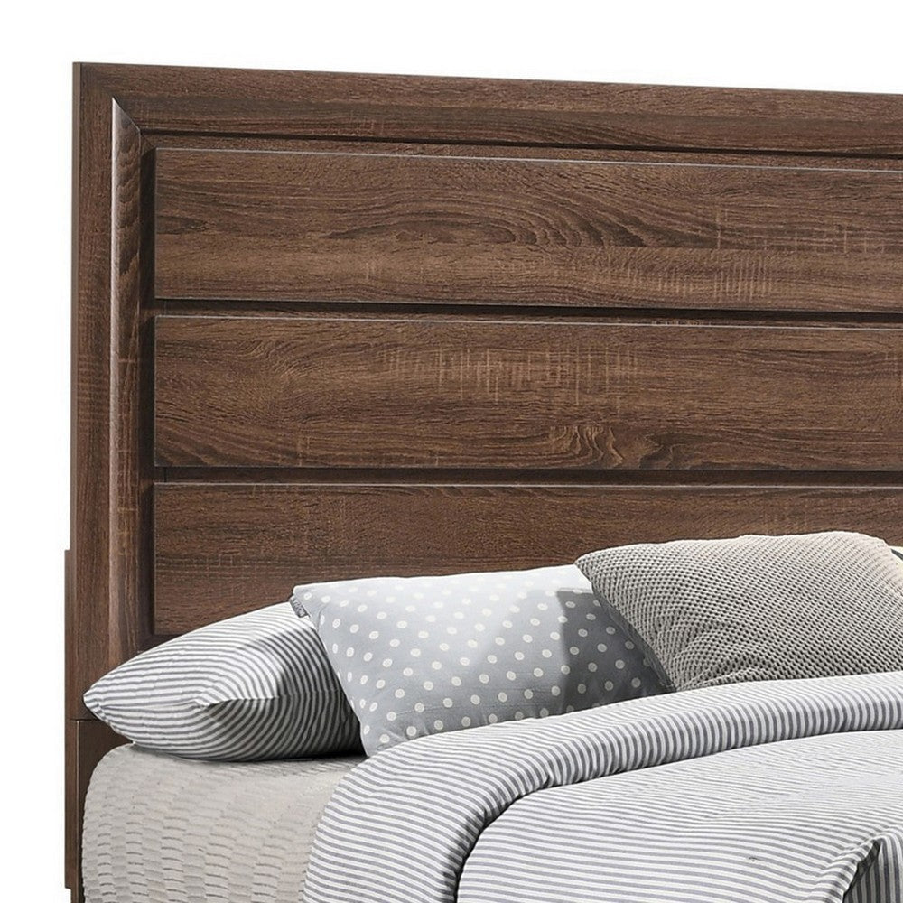 Amor Full Size Bed Modern Carved Panel Design Tapered Legs Brown By Casagear Home BM302781