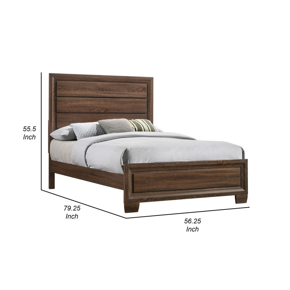 Amor Full Size Bed Modern Carved Panel Design Tapered Legs Brown By Casagear Home BM302781