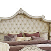 Lino Wood King Bed Opulent Tufted Velvet Upholstery French Carved Ivory BM302788