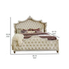 Lino Wood King Bed, Opulent Tufted Velvet Upholstery, French Carved, Ivory