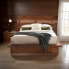 Zeko King Size Platform Plinth Bed with Natural Edge, Walnut Brown Wood By Casagear Home