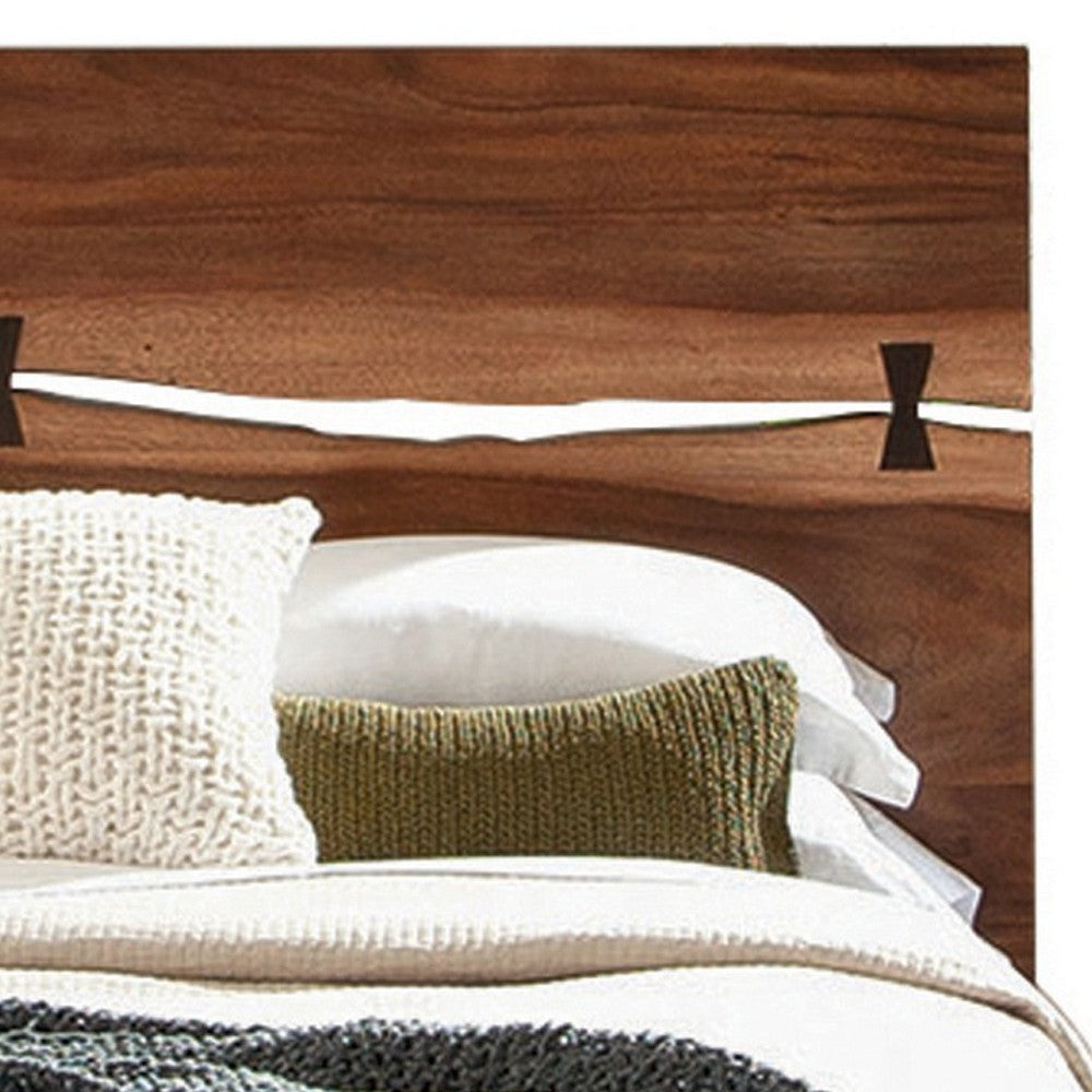 Zeko California King Platform Plinth Bed Natural Edge Walnut Brown Wood By Casagear Home