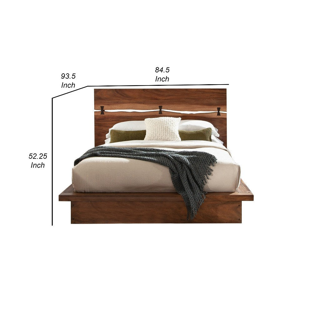 Zeko California King Platform Plinth Bed Natural Edge Walnut Brown Wood By Casagear Home