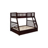 Twin Over Full Bunk Beds with 2 Storage Drawers and Guardrails, Brown