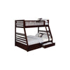 Twin Over Full Bunk Beds with 2 Storage Drawers and Guardrails Brown BM302800