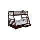Twin Over Full Bunk Beds with 2 Storage Drawers and Guardrails Brown BM302800