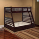 Twin Over Full Bunk Beds with 2 Storage Drawers and Guardrails, Brown