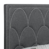 Bima Queen Size Bed Scalloped Nailhead Trim Gray Fabric Upholstered BM302805
