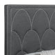 Bima Queen Size Bed Scalloped Nailhead Trim Gray Fabric Upholstered BM302805