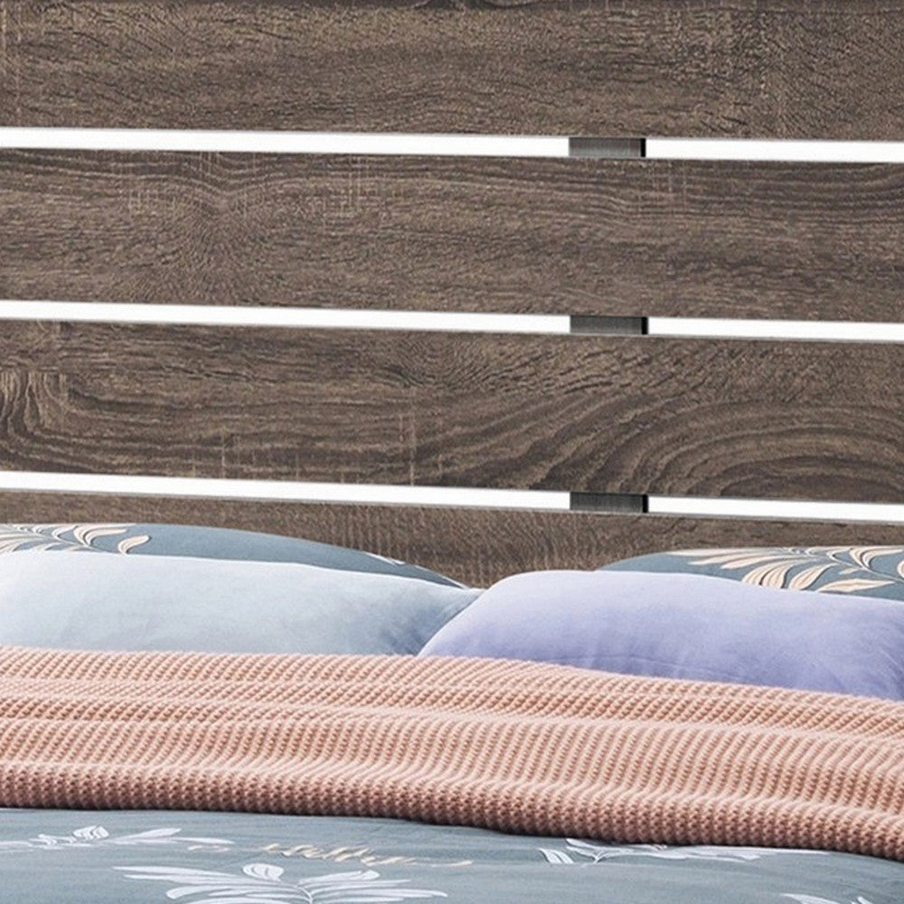 Ach Wood Queen Storage Bed with 2 Drawers Plank Style Headboard Brown BM302812