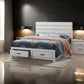 Ach Wood Queen Storage Bed with 2 Drawers Plank Style Headboard White By Casagear Home BM302814