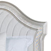 Nive Queen Bed Oak Wood Double Arched Upholstered Headboard Ivory Silver