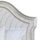 Nive Queen Bed Oak Wood Double Arched Upholstered Headboard Ivory Silver