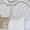 Nive Queen Bed Oak Wood Double Arched Upholstered Headboard Ivory Silver