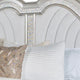 Nive Queen Bed Oak Wood Double Arched Upholstered Headboard Ivory Silver