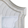 Nive King Bed Oak Wood Double Arched Upholstered Headboard Ivory Silver