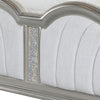 Nive King Bed Oak Wood Double Arched Upholstered Headboard Ivory Silver