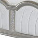 Nive King Bed Oak Wood Double Arched Upholstered Headboard Ivory Silver