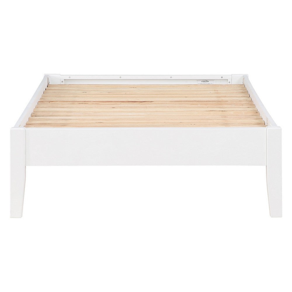 Cavi Twin Platform Bed Frame with Low Profile Tapered Legs White Wood BM302827