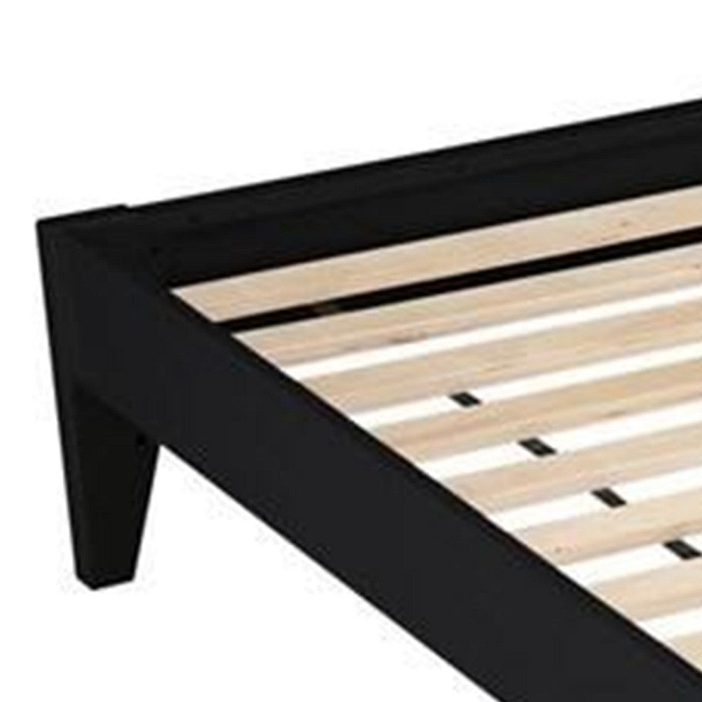Cavi Full Platform Bed Frame with Low Profile Tapered Legs Black Wood By Casagear Home
