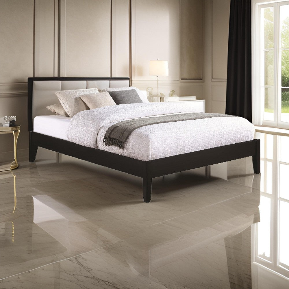 Cavi Full Platform Bed Frame with Low Profile Tapered Legs, Black Wood By Casagear Home