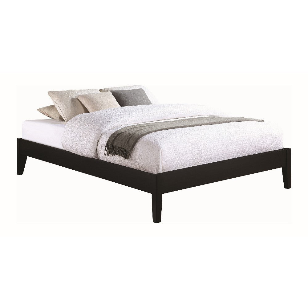 Cavi Full Platform Bed Frame with Low Profile Tapered Legs Black Wood By Casagear Home