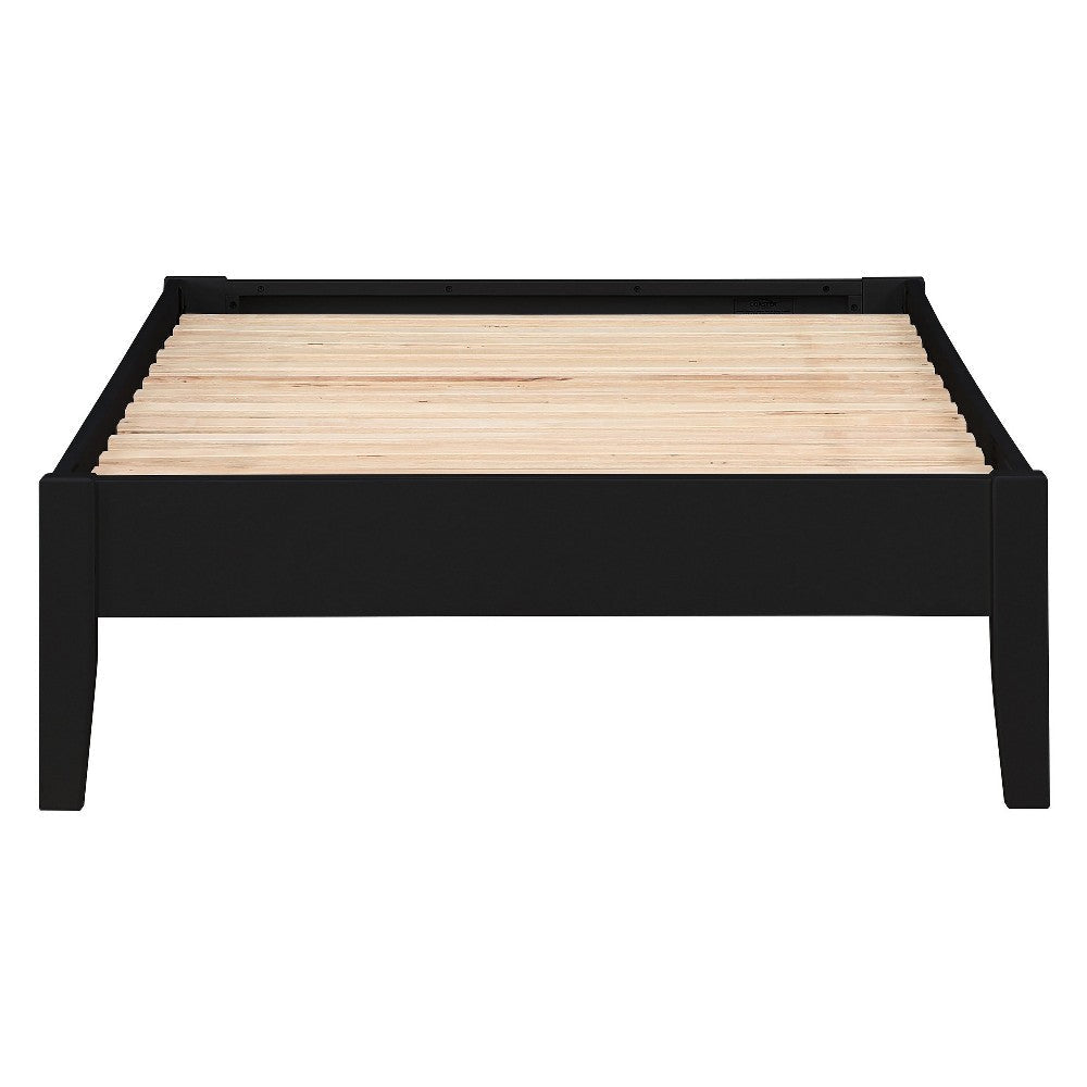 Cavi Twin Platform Bed Frame with Low Profile Tapered Legs Black Wood By Casagear Home